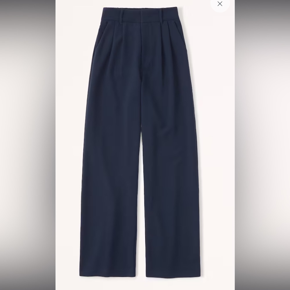 Abercrombie & Fitch Tailored wide leg pant in navy blue
